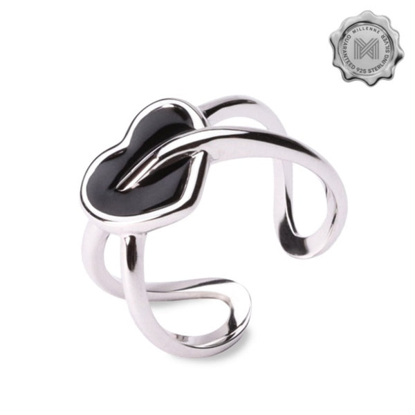 MILLENNE Millennia 2000 Gothic Heart White Gold Ring with 925 Sterling Silver
