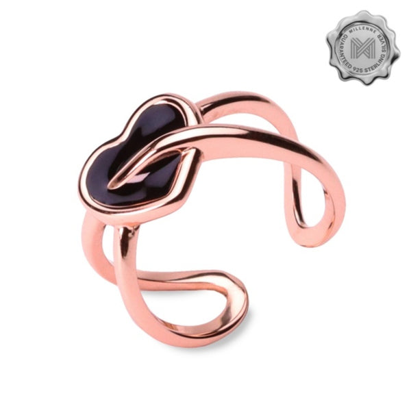 MILLENNE Millennia 2000 Gothic Heart Rose Gold Ring with 925 Sterling Silver