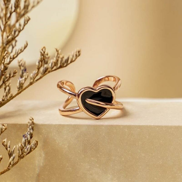 MILLENNE Millennia 2000 Gothic Heart Rose Gold Ring with 925 Sterling Silver