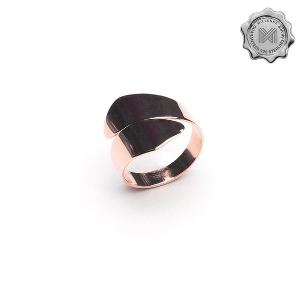 MILLENNE Minimal Broad Rose Gold Ring with 925 Sterling Silver