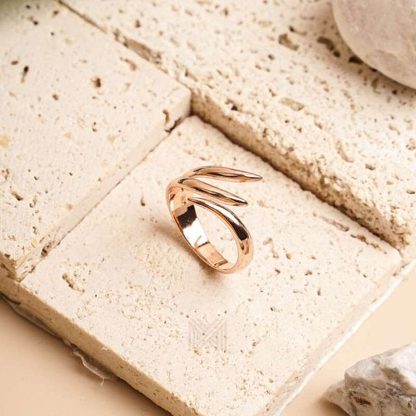 MILLENNE Minimal Asymmetrical Rose Gold Adjustable Ring with 925 Sterling Silver
