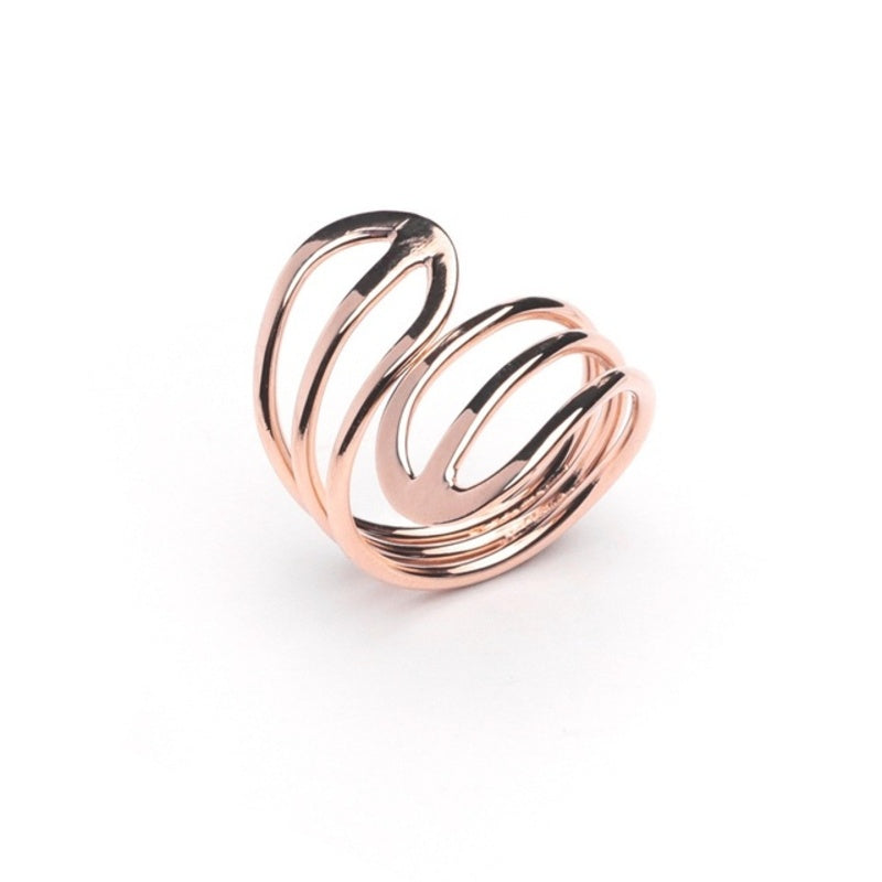 MILLENNE Minimal Open Airy Wire Rose Gold Ring with 925 Sterling Silver