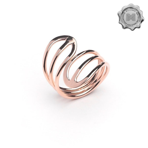 MILLENNE Minimal Open Airy Wire Rose Gold Ring with 925 Sterling Silver