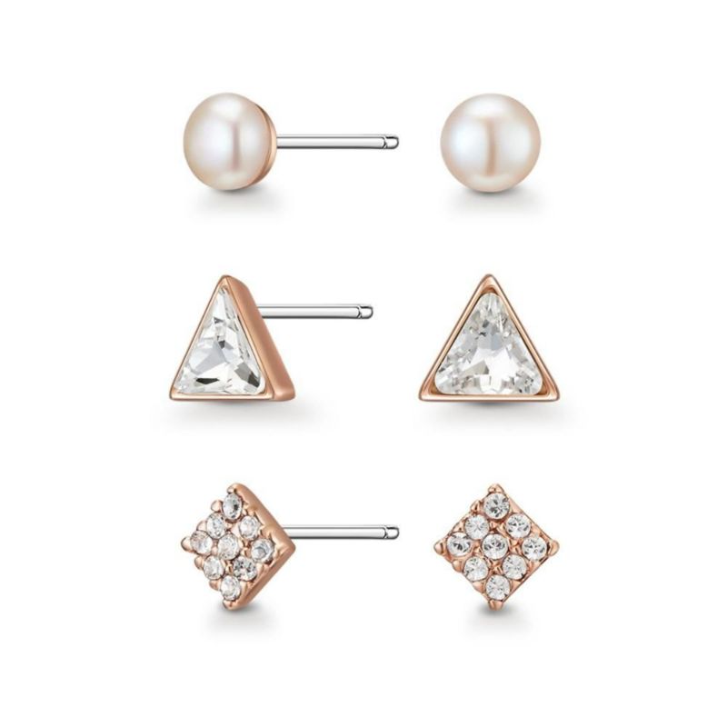 Mestige Rose Gold Miya Earring Set with Swarovski® Crystals