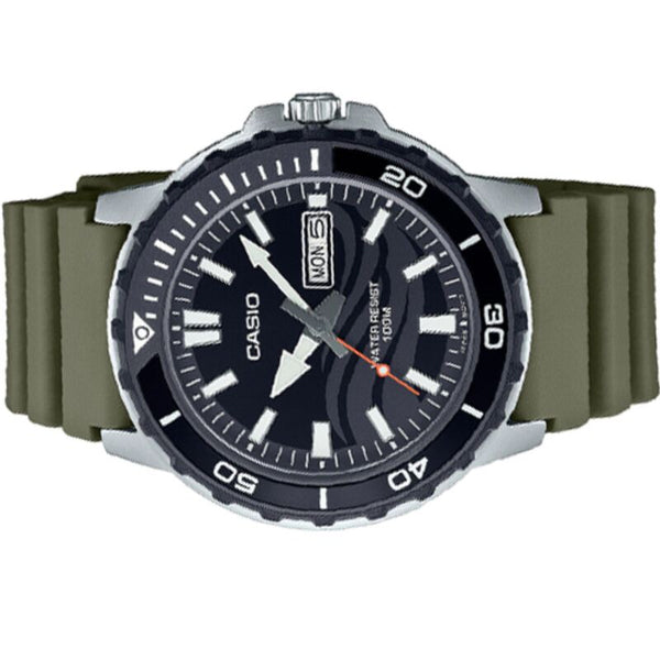 Casio Men's Analog Watch MTD-125-3AV Green dial with Army Green Resin Band Watch for men