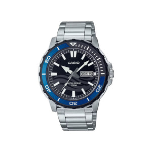 Casio Men's Analog Watch MTD-125D-1A2V Blue Dial with Stainless Steel Band Watch for mens