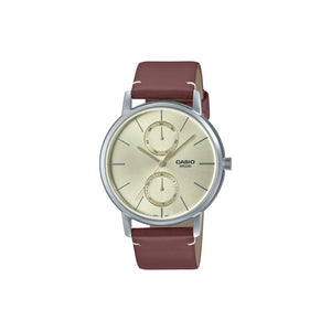 Casio Men's Analog Watch MTP-B310BL-5AV Brown Genuine Leather Band Watch for men