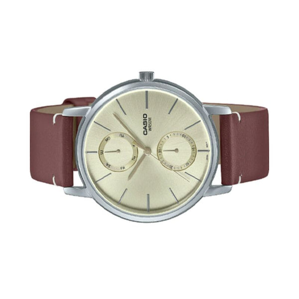 Casio Men's Analog Watch MTP-B310BL-5AV Brown Genuine Leather Band Watch for men