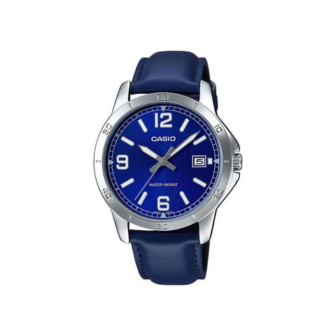 Casio Men's Analog MTP-V004L-2B Blue Leather Band Casual Watch