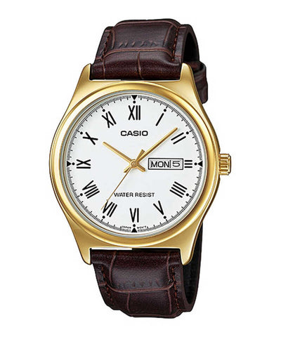 Casio Men's Analog MTP-V006GL-7B Gold Tone Case Leather Watch
