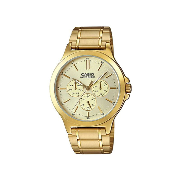 Casio Men's Analog Watch MTP-V300G-9A Multi-Hands Stainless Steel Gold Watch