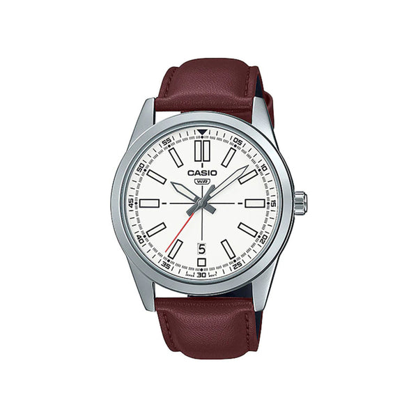 Casio Men's Analog Watch MTP-VD02L-7E Brown Leather Watch for Men