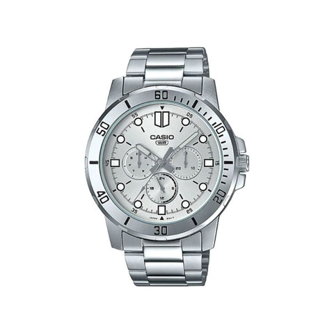 Casio Men's Analog Watch MTP-VD300D-7E Silver Stainless Steel Watch