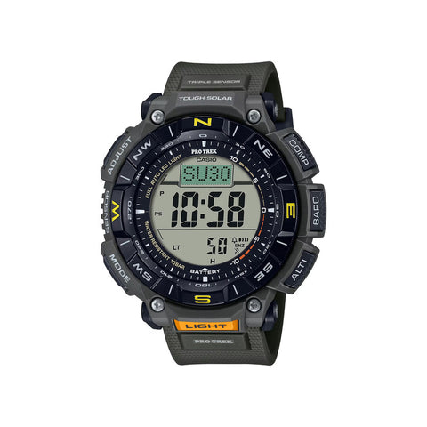Casio PRO TREK PRG-340-3 Digital Solar Powered Men's Watch | Army Green Resin Band | Ideal for Climbing