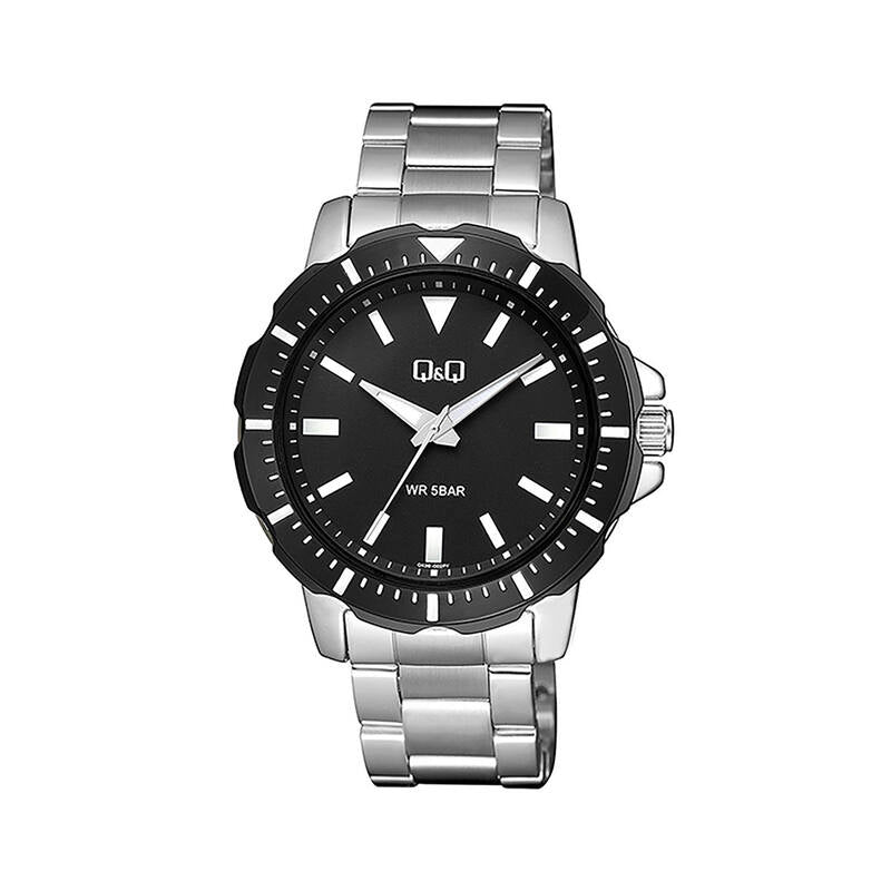 Q&Q Watch by Citizen Q43B-002PY Men Analog Watch with Silver Stainless Steel Strap