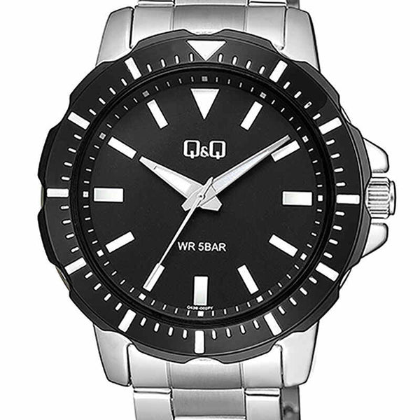 Q&Q Watch by Citizen Q43B-002PY Men Analog Watch with Silver Stainless Steel Strap