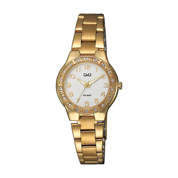 Q&Q Watch by Citizen Q691J014Y Women Analog Watch with Gold Stainless Steel Strap