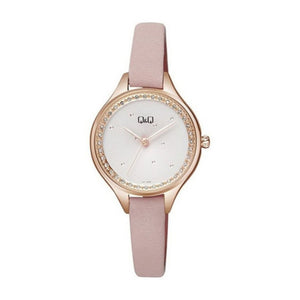 Q&Q Watch by Citizen QB73J102Y Women Analog Watch with Pink Leather Strap