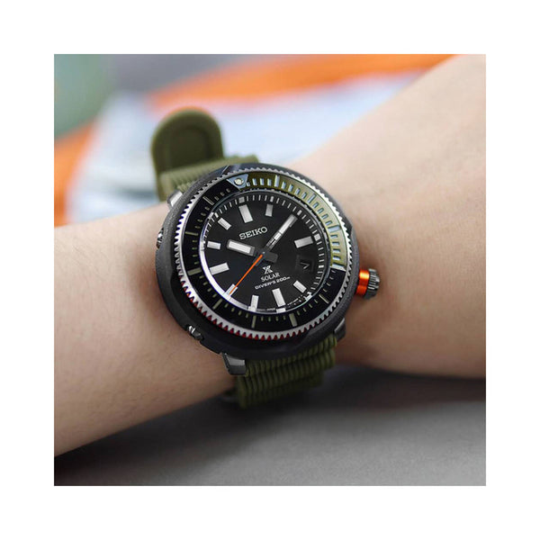 Seiko Prospex Diver's Solar Watch  SNE547 SNE547P1 SNE547P Army Green Silicone Strap Watch for men