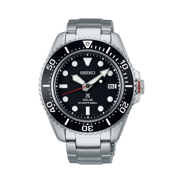 Seiko Prospex Black Dial Divers Watch SNE589 SNE589P1 SNE589P 200M Silver Stainless Steel Band Watch for men