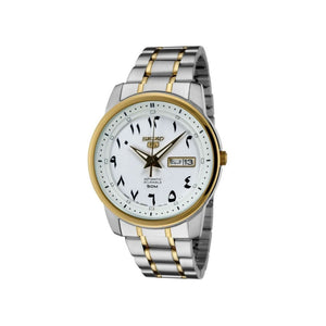 Seiko 5 Two Tone Stainless Steel White Arabic Dial Automatic SNKP22 SNKP22J1 SNKP22J Men's Watch