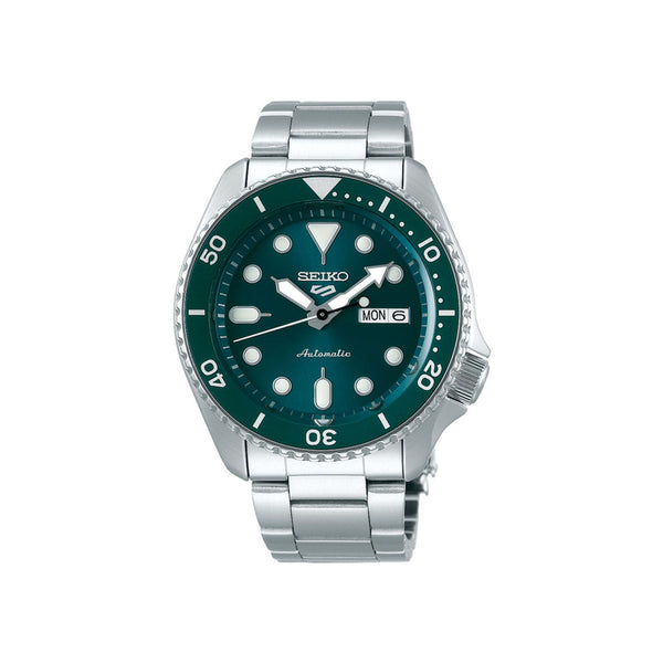 Seiko 5 Sports Superman SRPD61K1 Automatic 100M Green Dial Silver Stainless Steel Bracelet Men's Watch