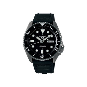 Seiko 5 Sports SRPD65K3 Automatic Black Dial Hardlex Crystal Glass Gunmetal Stainless Steel Case Black Silicone Strap Men's Watch