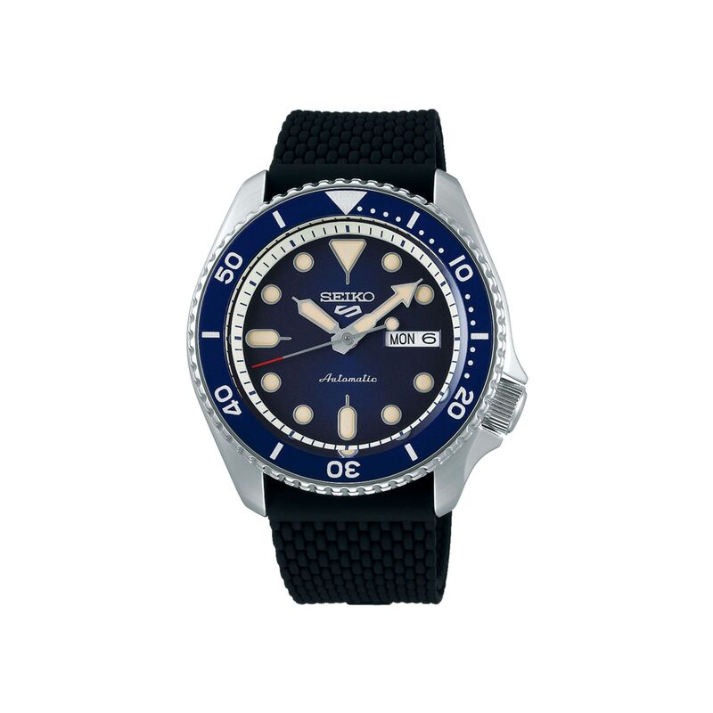 Seiko 5 Sports Superman SRPD71K2 Automatic 100M Blue Dial Black Silicone Strap Men's Watch