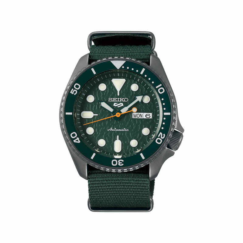 Seiko 5 Sports Superman SRPD77K1 Automatic Men's Watch with Green Dial, Hard Coating Case and Green Nylon Strap