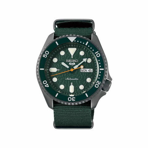 Seiko 5 Sports Superman SRPD77K1 Automatic Men's Watch with Green Dial, Hard Coating Case and Green Nylon Strap