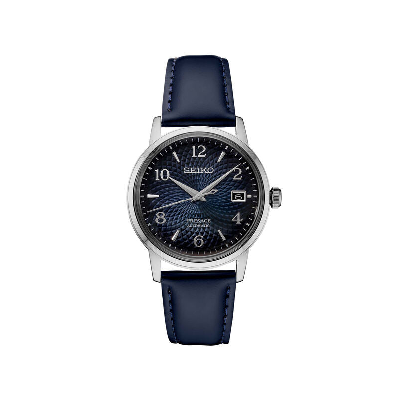 Seiko Presage Cocktail Time Manhattan SRPE43J Men's Automatic Watch Blue Calfskin Strap