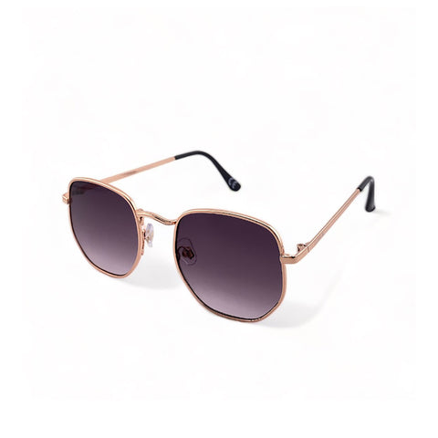 2.5 NVG by Essilor Unisex's Square Frame Rose Gold Metal UV Protection Sunglasses