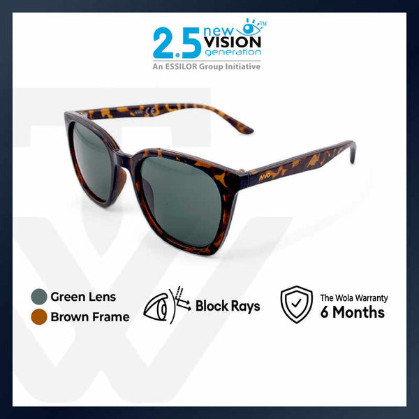 2.5 NVG by Essilor Unisex's Rectangle Frame Amber Plastic UV Protection Sunglasses