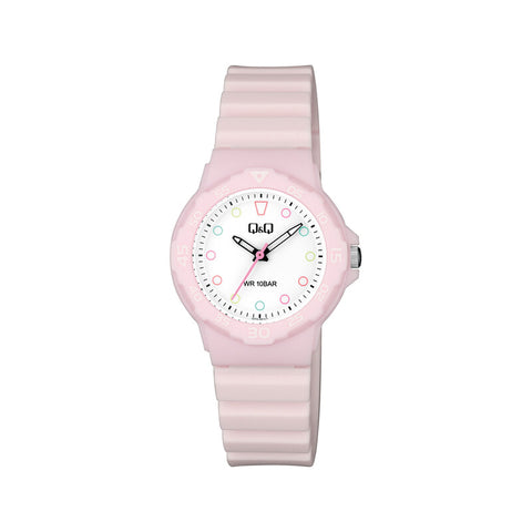 Q&Q Watch By Citizen V07A-001VY Unisex Analog Watch with Pink Resin Strap