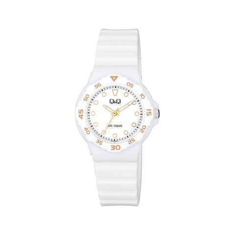 Q&Q Watch By Citizen V07A-002VY Unisex Analog Watch with White Resin Strap