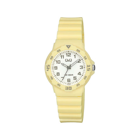 Q&Q Watch By Citizen V07A-009VY Unisex Analog Watch with Yellow Resin Strap