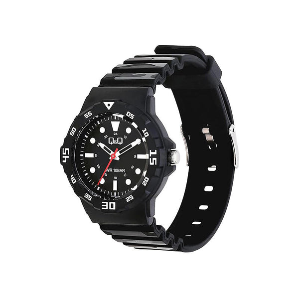 Q&Q Watch By Citizen V07A-010VY Unisex Analog Watch with Black Resin Strap