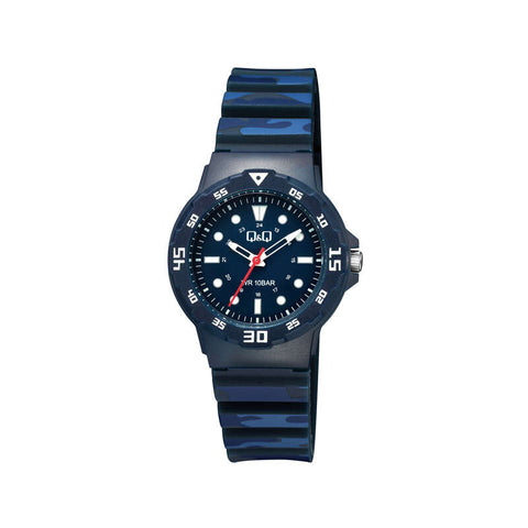 Q&Q Watch By Citizen V07A-011VY Unisex Analog Watch with Blue Resin Strap
