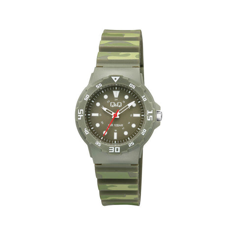 Q&Q Watch By Citizen V07A-012VY Unisex Analog Watch with Green Resin Strap