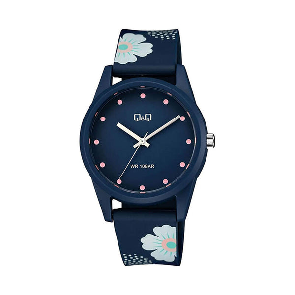 Q&Q Watch by Citizen V08A-003VY Women Analog Watch with Blue Rubber Strap