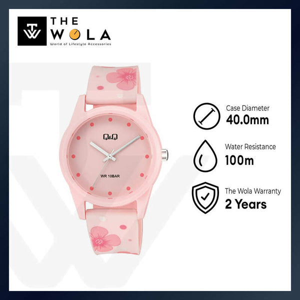 Q&Q Watch by Citizen V08A-004VY Women Analog Watch with Pink Rubber Strap