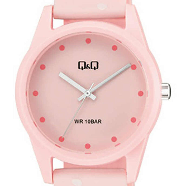 Q&Q Watch by Citizen V08A-004VY Women Analog Watch with Pink Rubber Strap