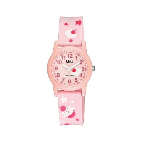 Q&Q Watch By Citizen V22A-001VY Kids Analog Watch with Pink Resin Strap