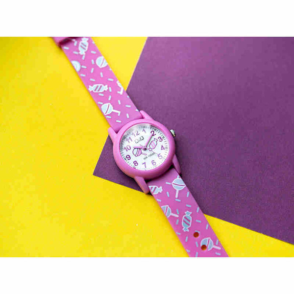 Q&Q Watch By Citizen V22A-003VY Kids Analog Watch with Purple Resin Strap
