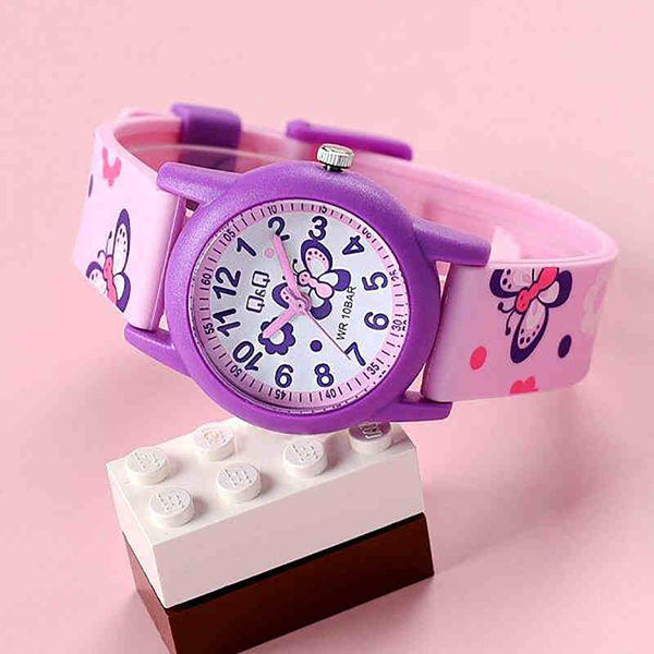 Q&Q Watch By Citizen V22A-009VY Kids Analog Watch with Pink Resin Strap