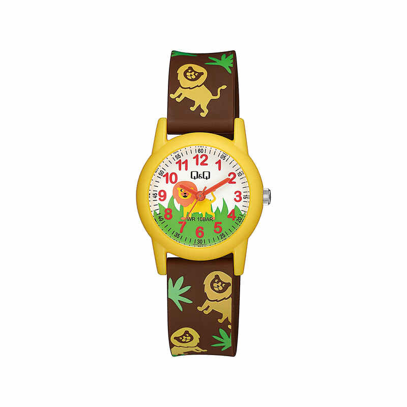 Q&Q Watch By Citizen V22A-019VY Kids Analog Watch with Brown Resin Strap