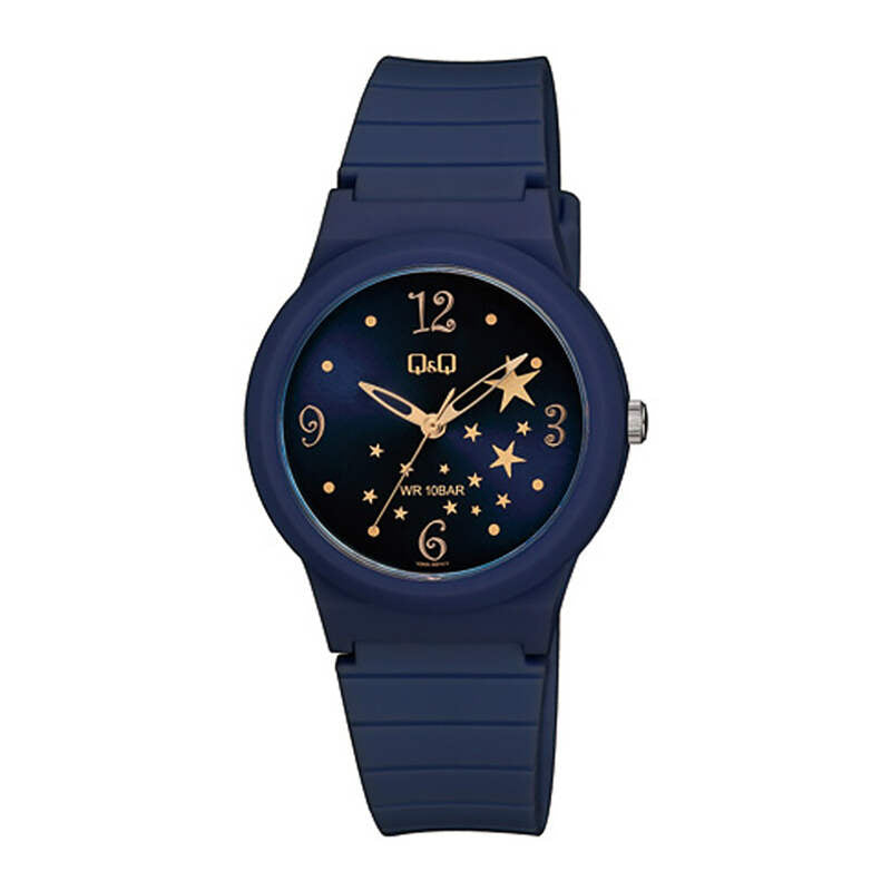 Q&Q Watch by Citizen V34A-001VY Women Analog Watch with Black Rubber Strap