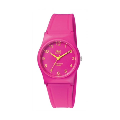 Q&Q Watch by Citizen VP34J069Y Unisex Analog Watch with Pink Rubber Strap