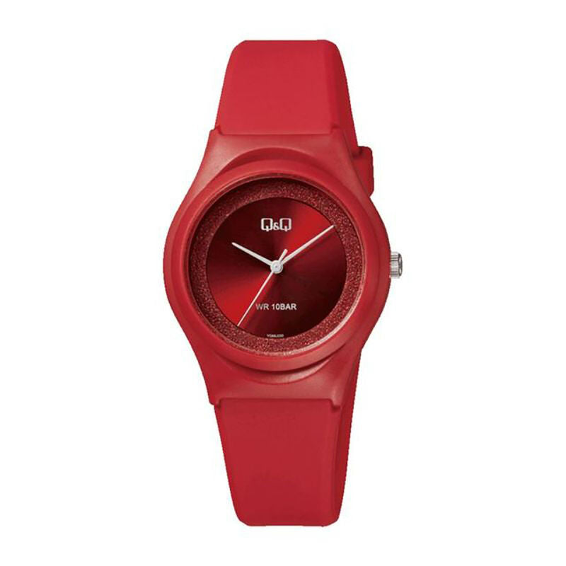 Q&Q Watch by Citizen VQ86J030Y Women Analog Watch with Red Rubber Strap