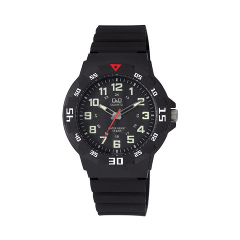 Q&Q Watch by Citizen VR18J001Y Men Analog Watch with Black Rubber Strap